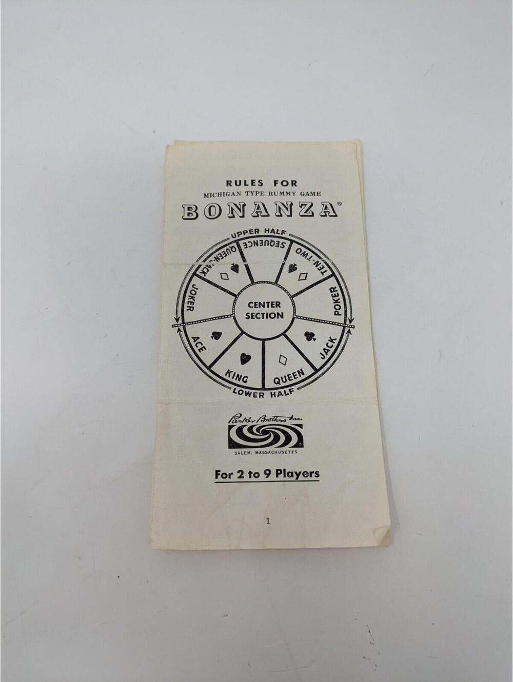 Vintage 1964 Parker Brothers "Bonanza Game Instructions